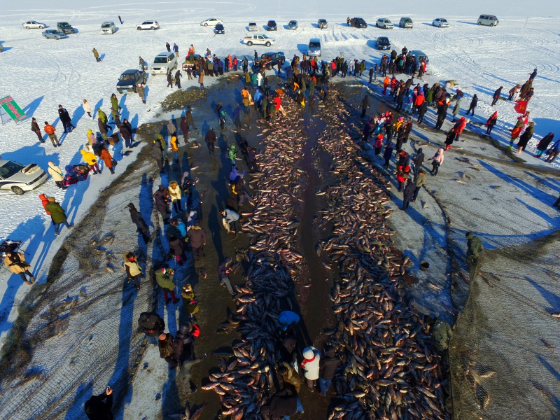 查干南湖冬捕航拍